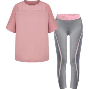 大码宽松健身房速干衣瑜伽服女胖MM200斤夏季跑步服运动晨跑套装