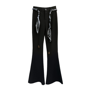 串珠丝巾腰带阔腿裤女秋季松弛垂感慵懒绑带休闲高级感老钱风裤子