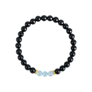 补水手串黑曜石海蓝宝手链五行喜水属性天然水晶饰品女小米珠缺水
