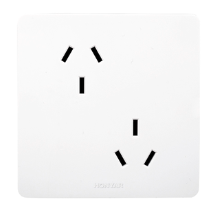 鸿雁斜六孔插座86型16A插空调热水器双三孔插10A暗装错位墙壁面板