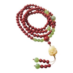 低含量朱砂紫金砂 原创搭配款手链佛珠链 女款朱砂毛衣链饰品