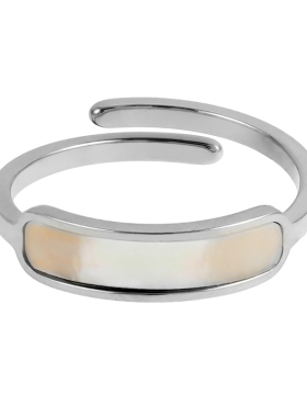 HACKNEY NINE英国伦敦轻奢简约优雅贝母法式18K镀白金开口戒指