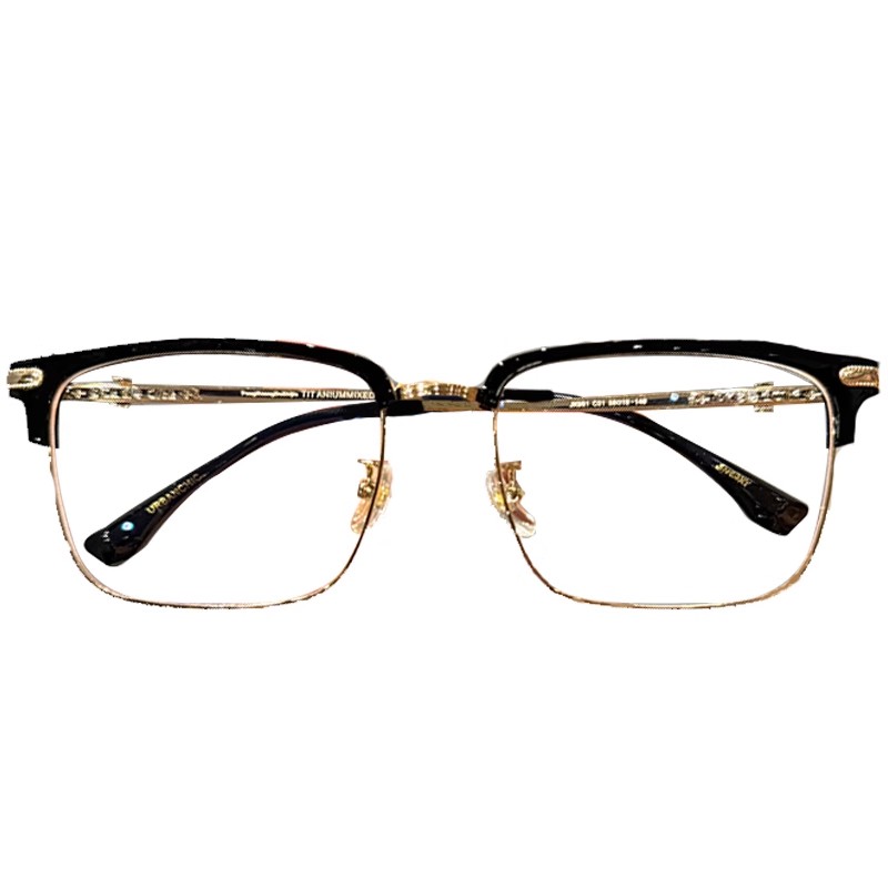 超轻钛架斯文半框眼镜近视男专业可配度数黑色方框大脸眼睛框架女