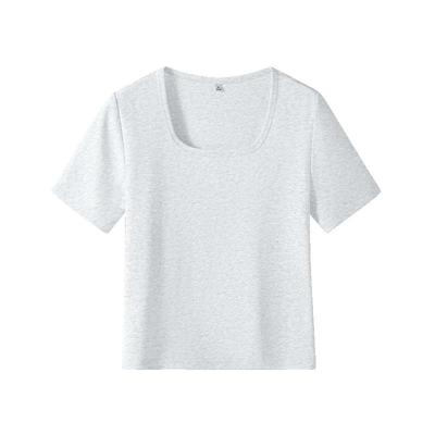 KWV真维斯显瘦宽松灰色上衣正肩内搭打底衫短袖t恤女2025新款爆款