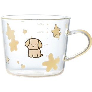 蓝莲花高硼硅玻璃杯耐高温牛奶杯平底可微波炉加热马克杯子早餐杯