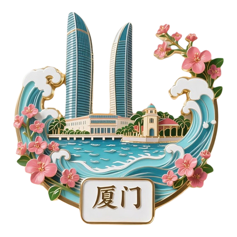 厦门城市风景金属强磁冰箱贴