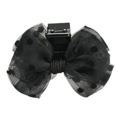 抓夹网纱波点蝴蝶结发抓夹得紧