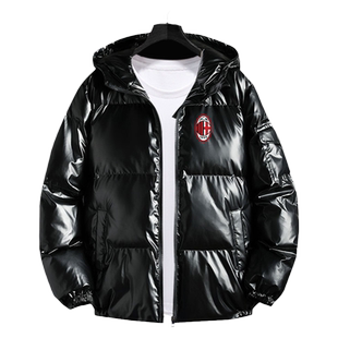 AC米兰红黑军团意甲Milan足球迷队服面包服男女亮面棉衣服装外套