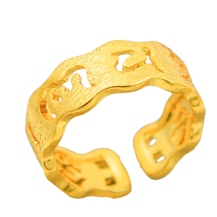 六字真言戒指情侣款仿黄金简约沙金梵文大明咒个性久不掉色指环