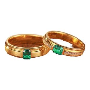 【定制 海誓山盟】18k金/14k/9k培育祖母绿宝石戒指彩宝情侣对戒