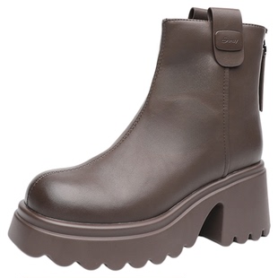 戈美其短靴秋冬新款厚底增高显瘦百搭潮流时装靴切尔西靴女马丁靴