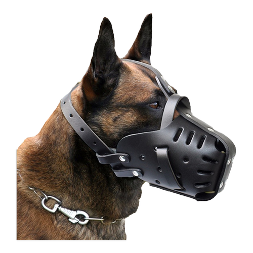 狗狗嘴套牛皮马犬杜宾德牧专用训犬防撞击咬人大型犬口笼口罩