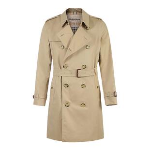 BURBERRY博柏利 男士肯辛顿版型中长款双排扣风衣大衣外套8079388