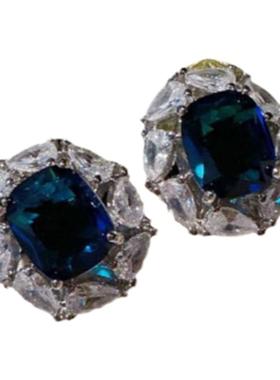 斯里兰卡蓝宝石花朵戒指镀18K金 皇家蓝漩涡锆石项链时尚百搭