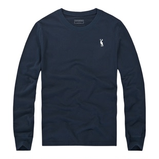 美国秋款af长袖t恤男士大码刺绣圆领百搭休闲纯棉白色青年打底衫