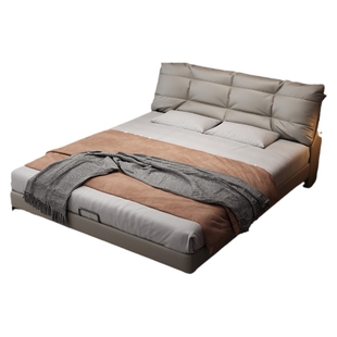 政府补贴佐慕意式极简真皮床主卧现代简约轻奢卧室软包双人婚床