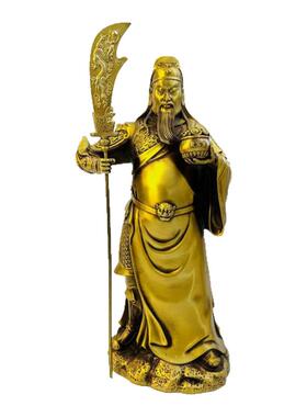 黄铜关公武财神家居摆件横刀关公铜工艺品商铺开业立式铜像