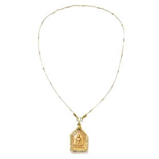 [掉色包换防敏]泰国佛牌链子吊坠项链长挂链钛钢18K金色毛衣链女