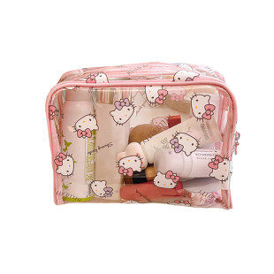正版三丽鸥可爱卡通透明化妆包大容量高颜值可爱旅行收纳包洗漱包