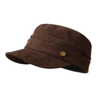 不挑人马术帽女生宽帽檐显瘦显脸小英伦风报童帽咖啡色麂皮画家帽