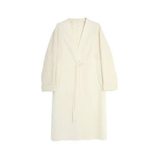 西町村屋双面呢女冬新款法式简约纯色盘扣羊毛长款大衣HD8209002