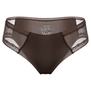 丝绒咖啡~女生纯欲无痕冰丝女士三角裤高颜值蕾丝内裤女2026新款