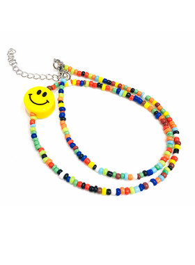 blackpink Lisa同款彩珠花朵笑脸项链金智秀Jennie百搭锁骨项圈手