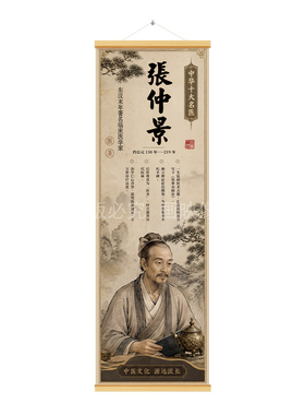 十大名医挂画养生馆新中式装饰画
