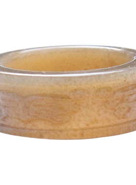 女士和田玉糖玉四面兽纹仿古指环