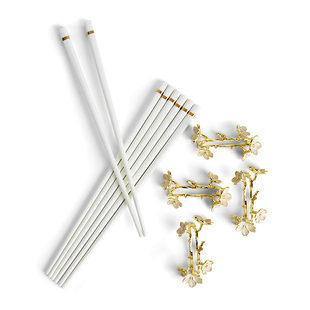 美国Michael Aram陶瓷筷子家用高档轻奢抗菌防霉4双套装精致筷托