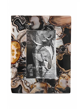 印度进口金丝玛瑙相框摆台装饰品