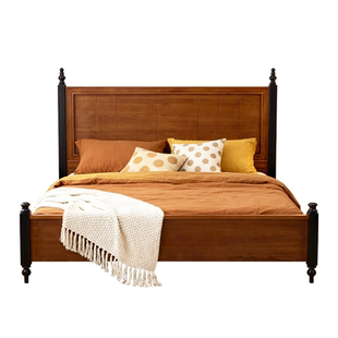 法式全实木床主卧高端大气中古风1米8床家用卧室床复古储物双人床