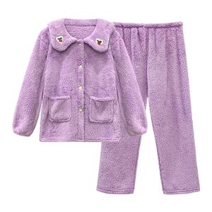 珊瑚绒睡衣秋冬款女加厚加绒可外穿开衫女士冬天法兰绒家居服套装