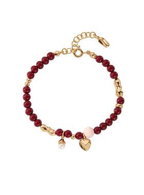 朱砂手链5A级淡水珍珠18K金