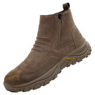 焊工防烫猪皮劳保鞋男款防砸防刺高帮四季拉链耐磨一脚蹬钢头安全