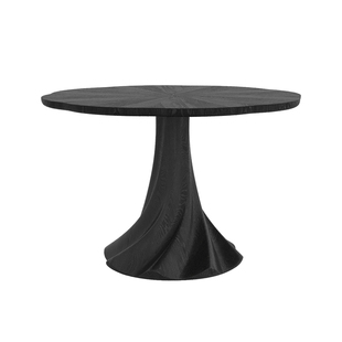 法式复古实木圆桌家用小户型1米洽谈桌现代简约黑色纯实木餐桌