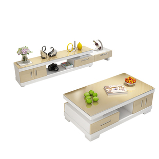 烤漆茶几客厅小户型茶桌黑白色现代简约钢化玻璃面茶几电视柜组合