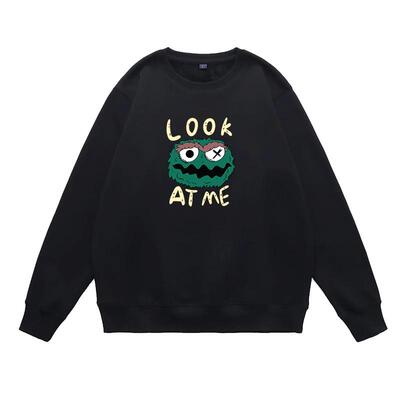 秋冬美式加绒加厚男士圆领卫衣