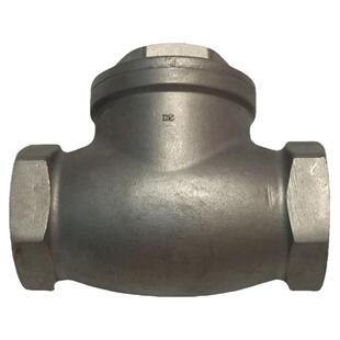 H14W不锈钢内螺纹旋启式止回阀CF8单向逆流拍板卧立两用蒸汽水管