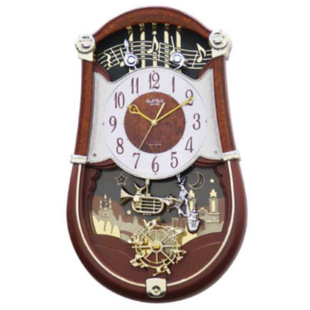 日本RHYTHM丽声小提琴挂钟客厅玄关卧室欧美音乐魔幻挂钟4MH889