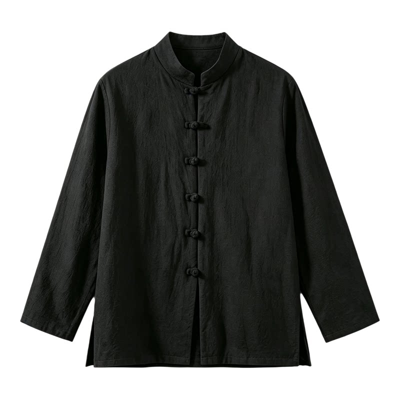 原创棉麻盘扣春秋男装大码唐装外套中国风亚麻居士服宽松汉服禅服
