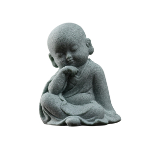 沙弥小和尚摆件禅意盆景花卉微景观布置中式青砂石鱼缸造景装饰品