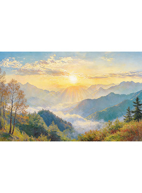 大芬村手绘日照金山客厅挂画