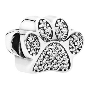 Pandora潘多拉掌印串饰925银DIY串珠萌宠猫爪可爱