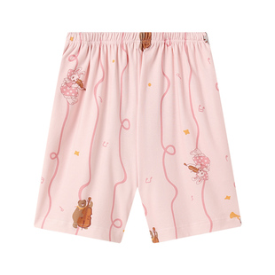 玛伦萨夏季薄款睡裤女可外穿可爱印花五分短裤宽松女士家居裤大码