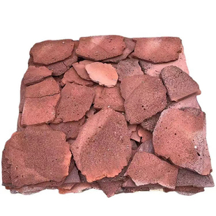 磊艺天然红色火山岩文化石毛石片乱形自然面花园庭院别墅面包石砖