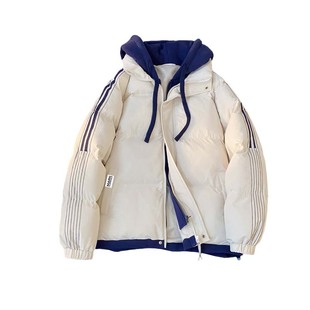 马克华菲连帽假两件棉衣男士秋冬季加绒加厚棉服上衣男款冬季外套