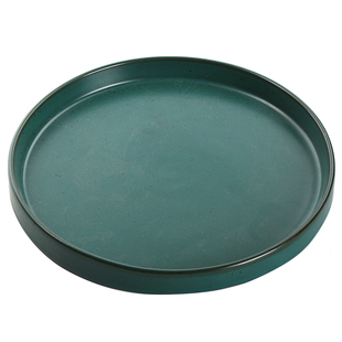 尚岩 复古陶瓷茶盘圆形小茶台家用茶托盘简约中式干泡盘壶承壶托