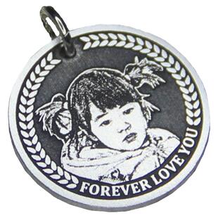 照片项链定制 肖像宠物相片猫咪小狗动物刻字纪念生日520礼物纯银