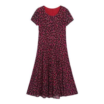 高级感妈妈遮肚中年短袖洋气裙子